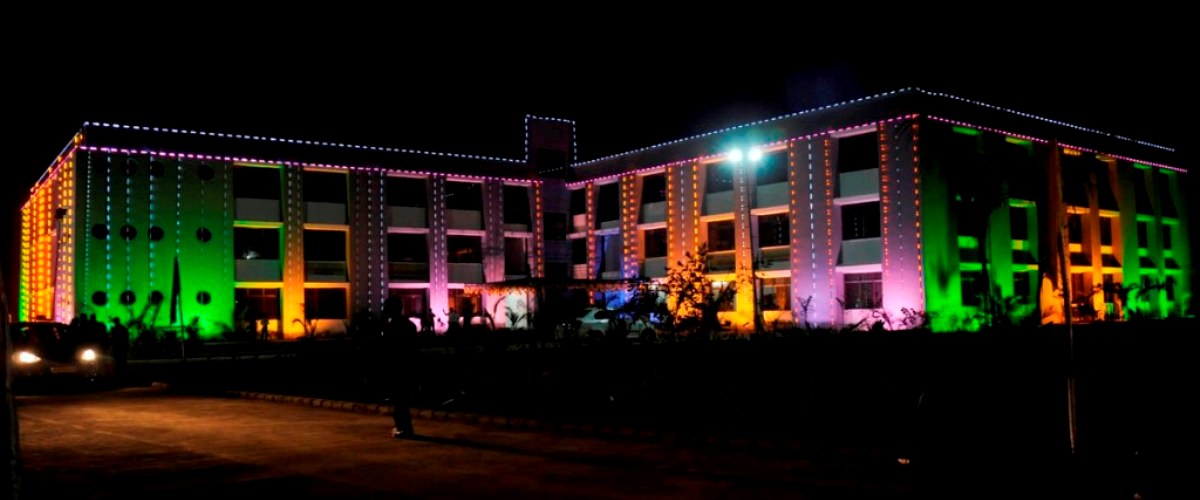 Ved Mata Gayatri Education Trust, Mansa School building at Night